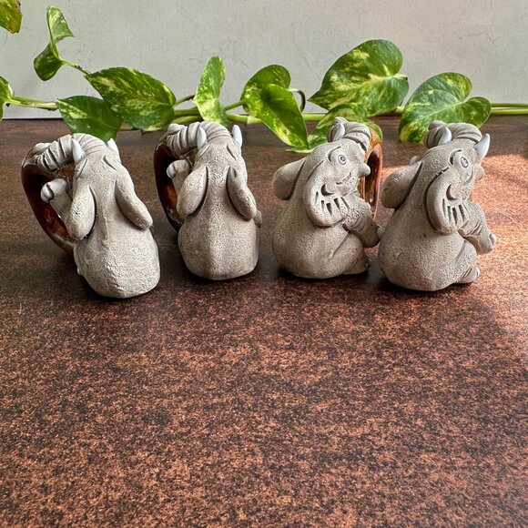 LEPS Peru Elephant Napkin Rings Ceramic Set of 4 - Picture 12 of 14